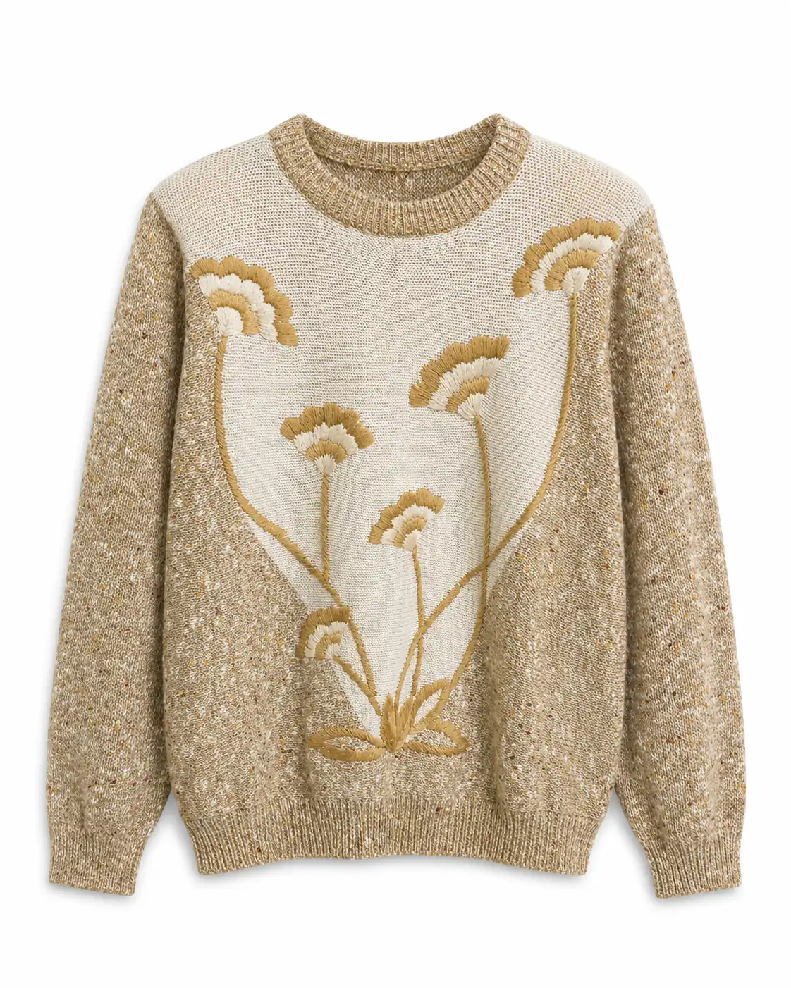 Sweater beige de textura visible talla M
